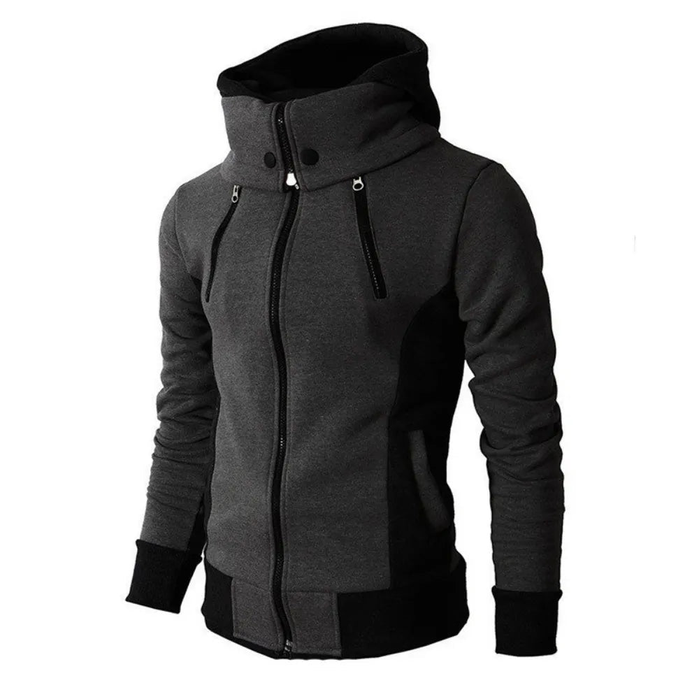 Men Casual Fleece Coats Bomber Jacket Scarf Collar Fashion
