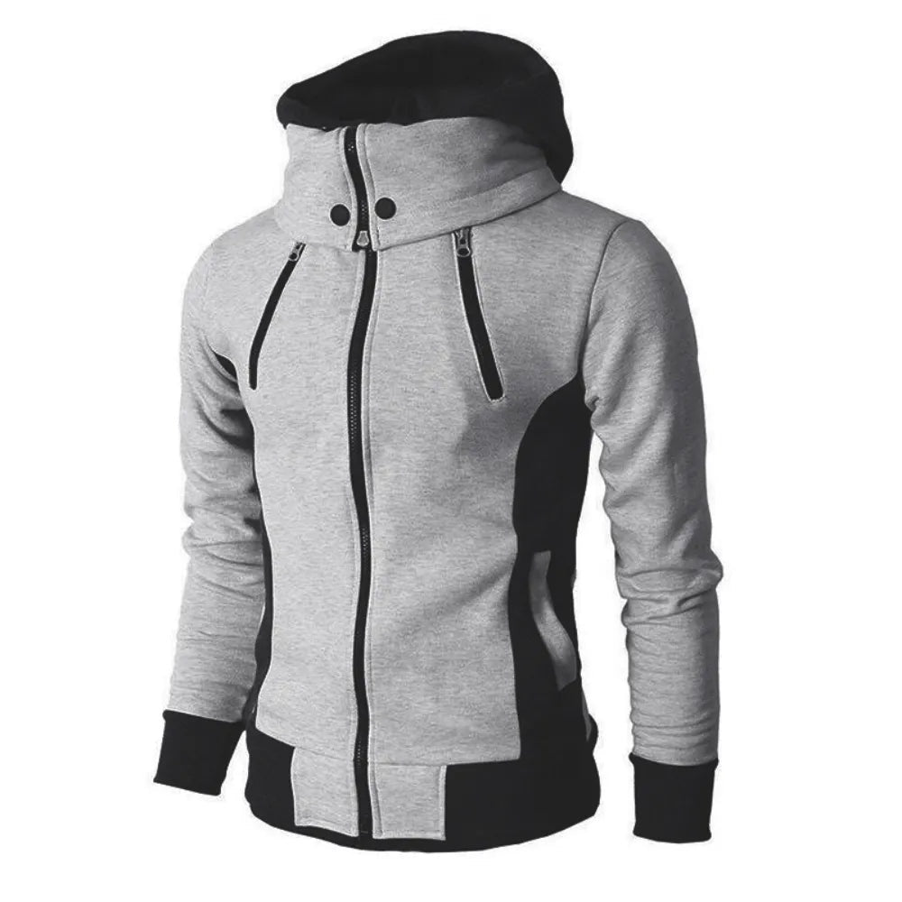 Men Casual Fleece Coats Bomber Jacket Scarf Collar Fashion