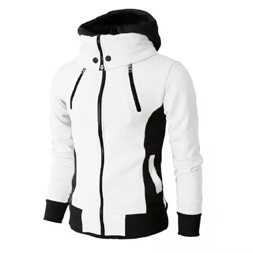 Men Casual Fleece Coats Bomber Jacket Scarf Collar Fashion