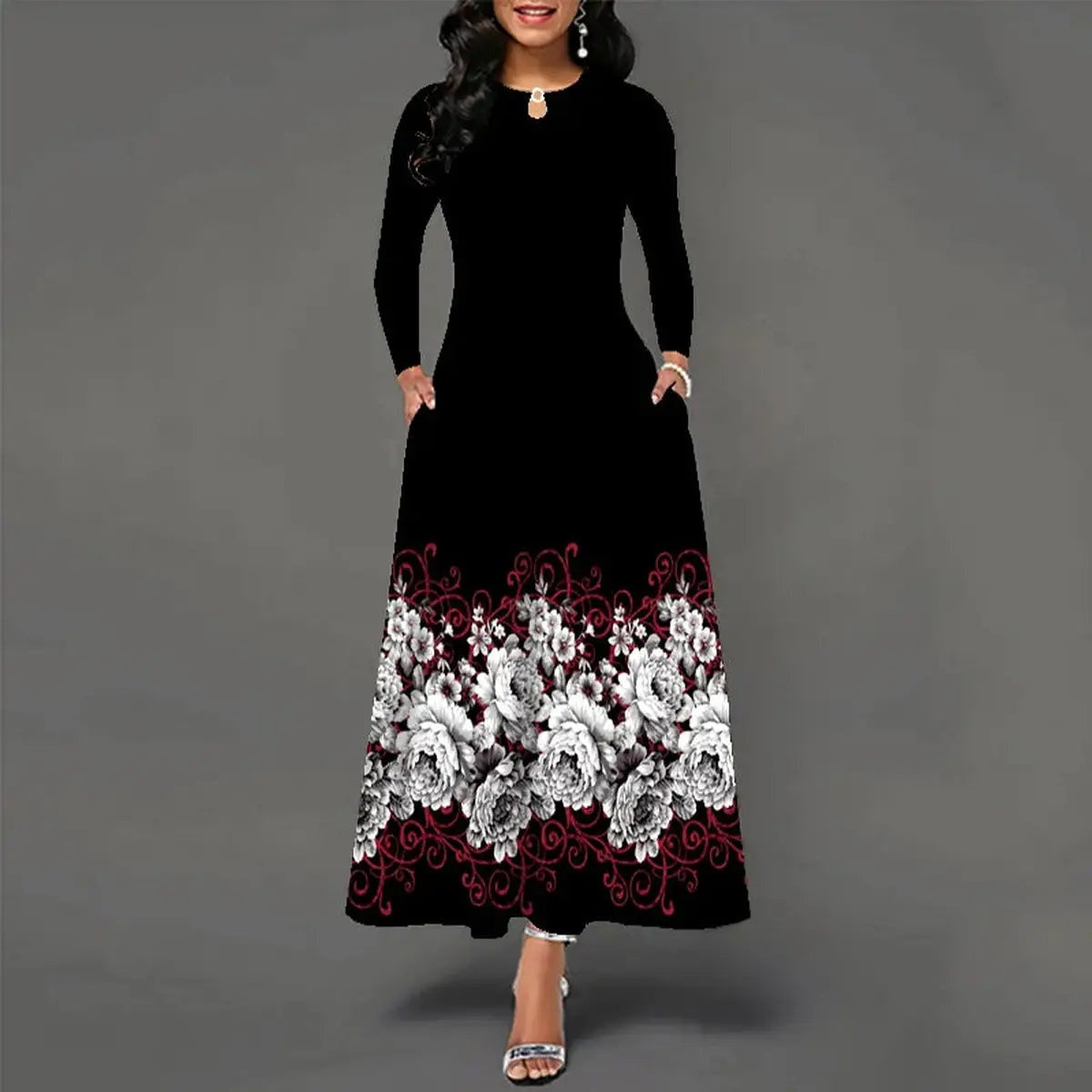 Elegant Dresses Floral Print Vintage Dress For Women