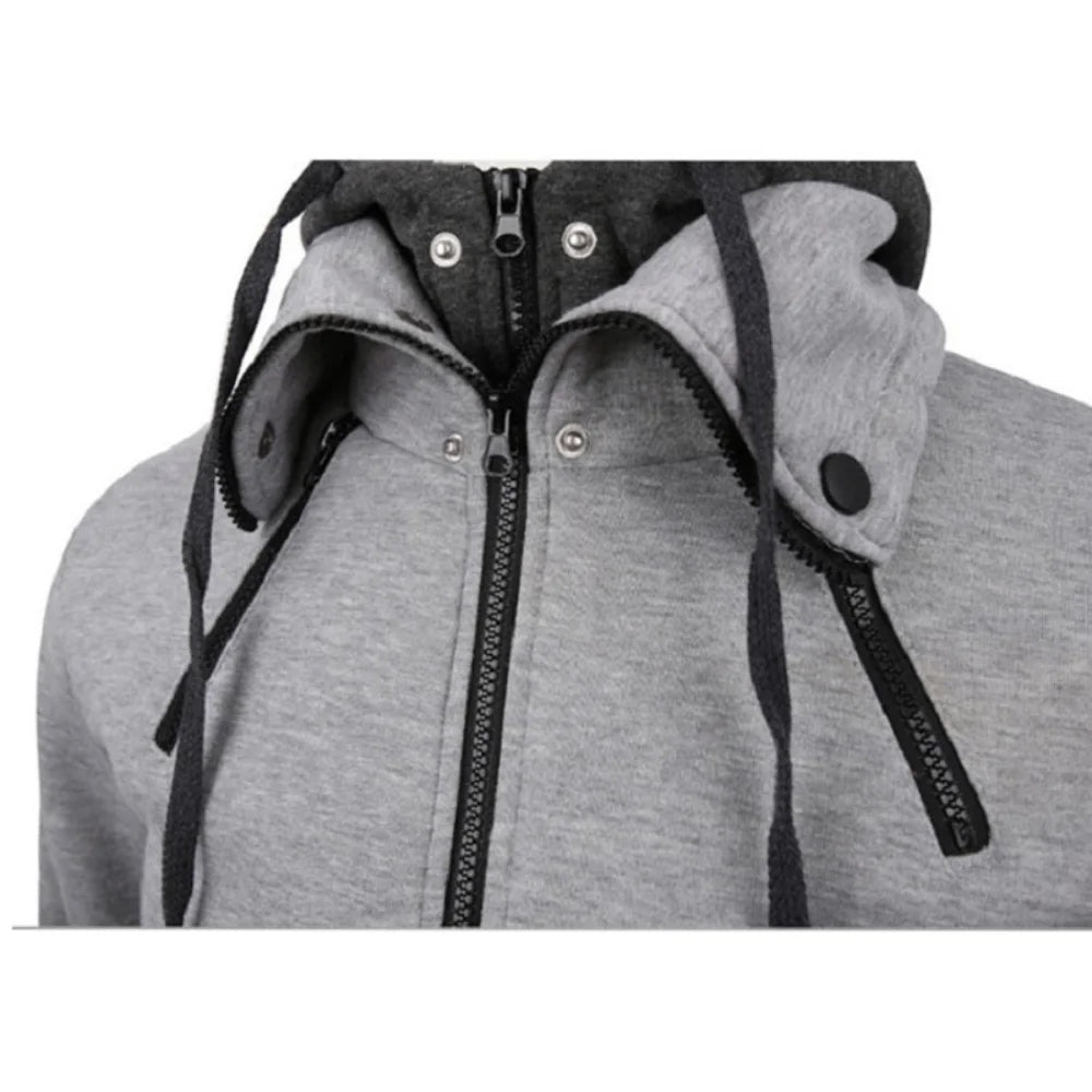 Men Casual Fleece Coats Bomber Jacket Scarf Collar Fashion