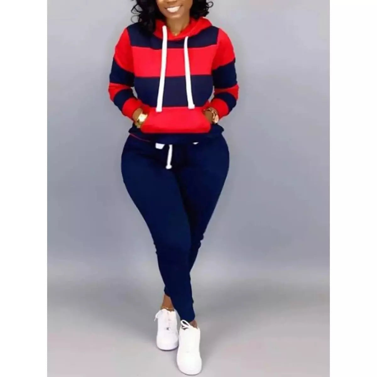 Buy Homstar 2 Pieces Fashion Women Casual Stripe Long Sleeve Pullove Sport  Tops+Long Pants Set, Women's Hooded Love Print Sports Set Tracksuit Ladies  Playsuits Sportswear Strip Up Hoodies Online at desertcartINDIA
