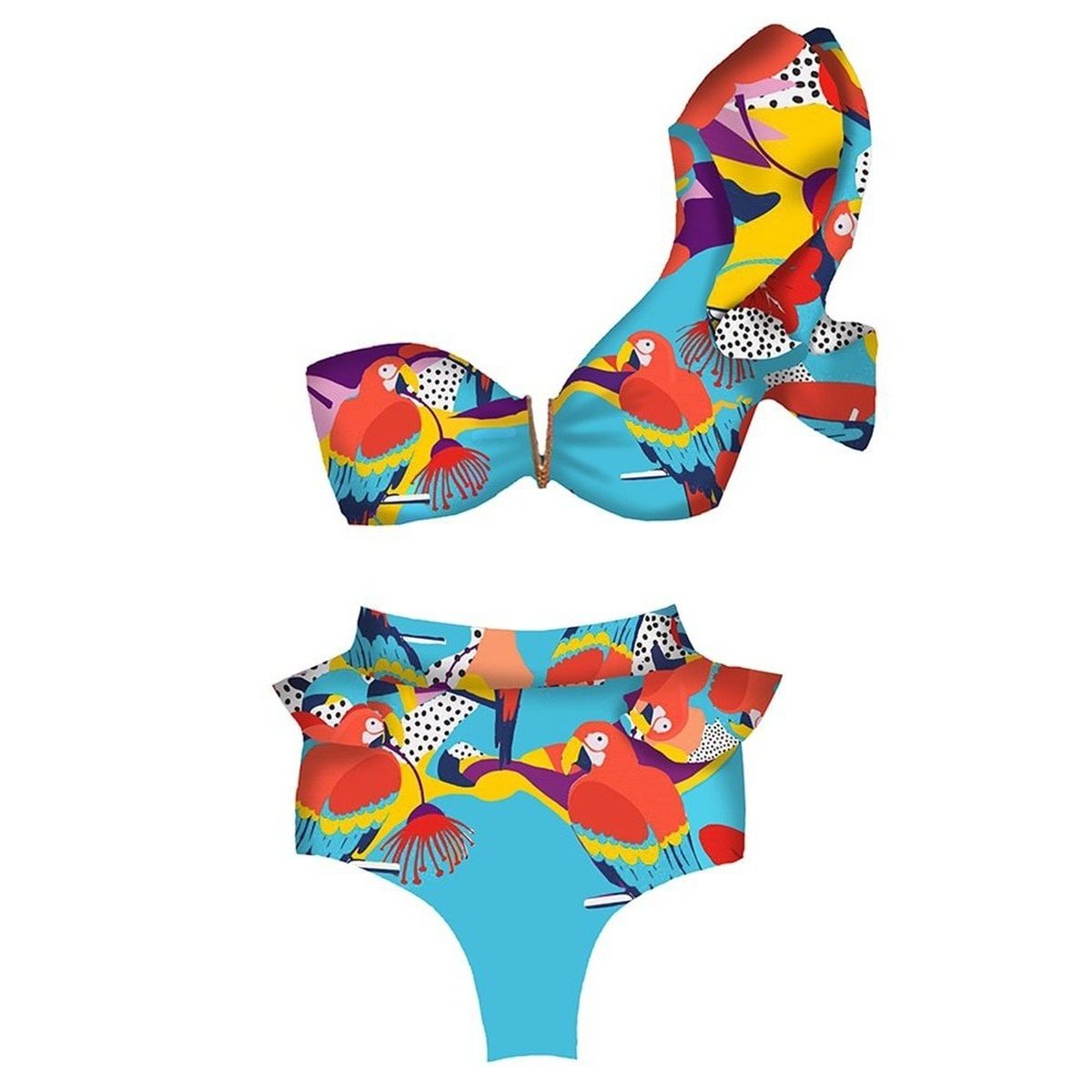 Bandage Bikini Set with Ruffled Push-Up Padded Bra