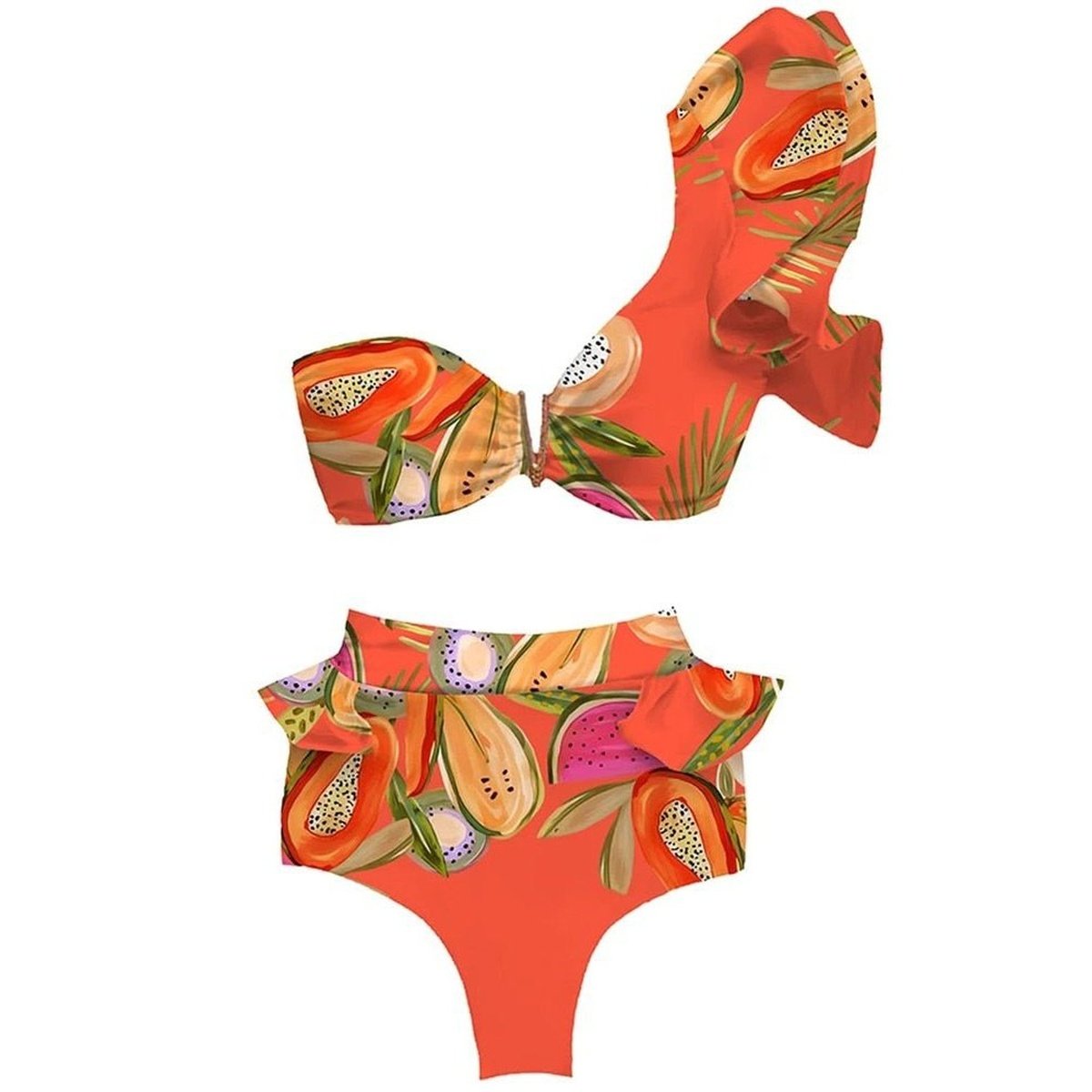 Bandage Bikini Set with Ruffled Push-Up Padded Bra