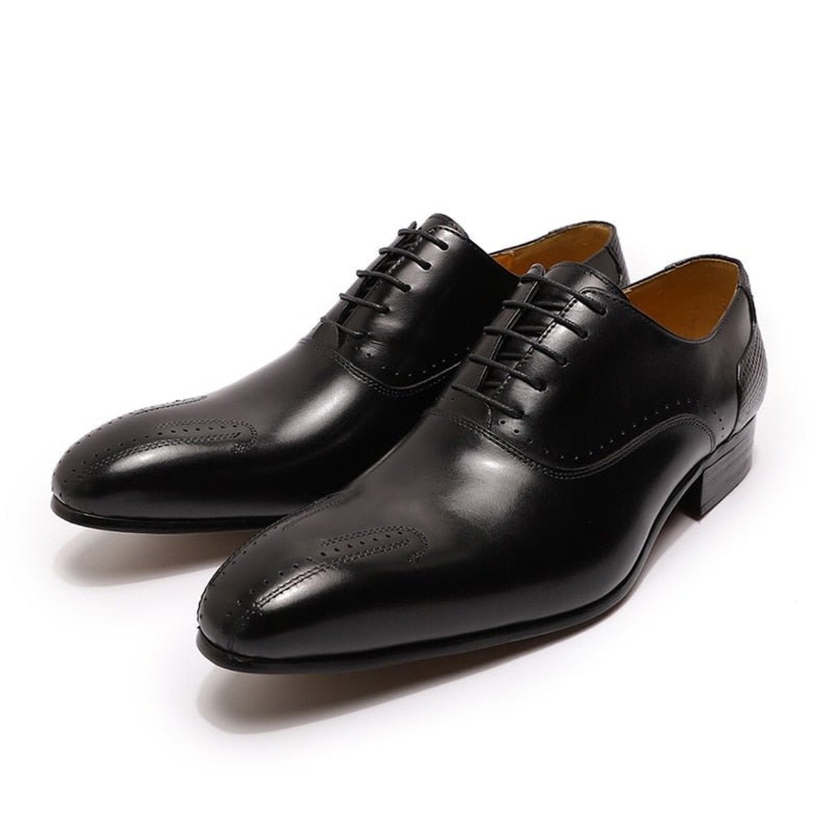 Men's Luxury Genuine Leather Shoes Lace Up Pointed Toe