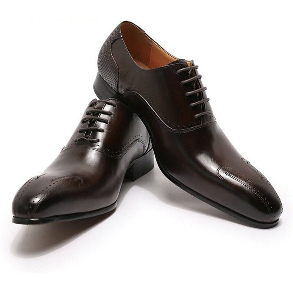Men's Luxury Genuine Leather Shoes Lace Up Pointed Toe