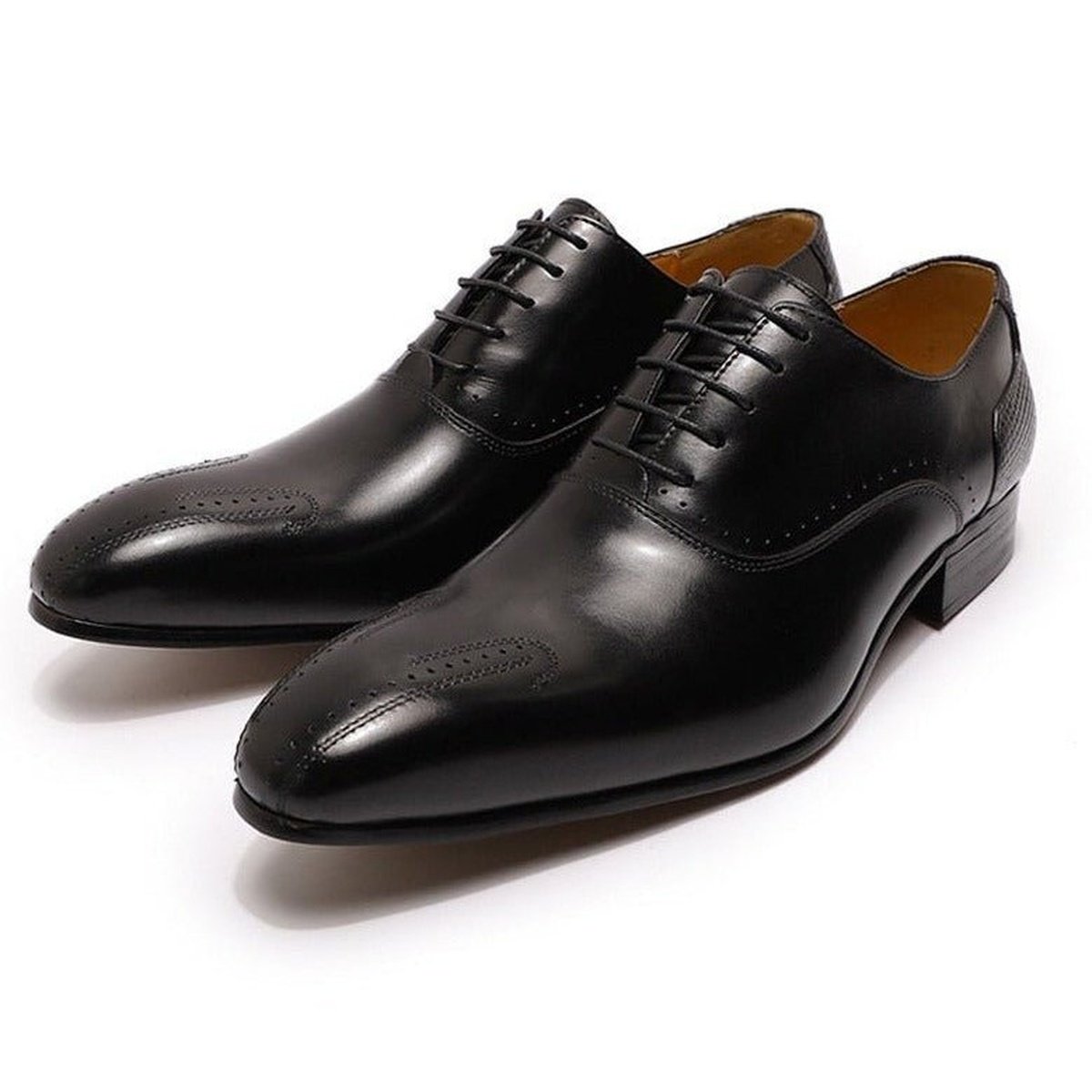 Men's Luxury Genuine Leather Shoes Lace Up Pointed Toe