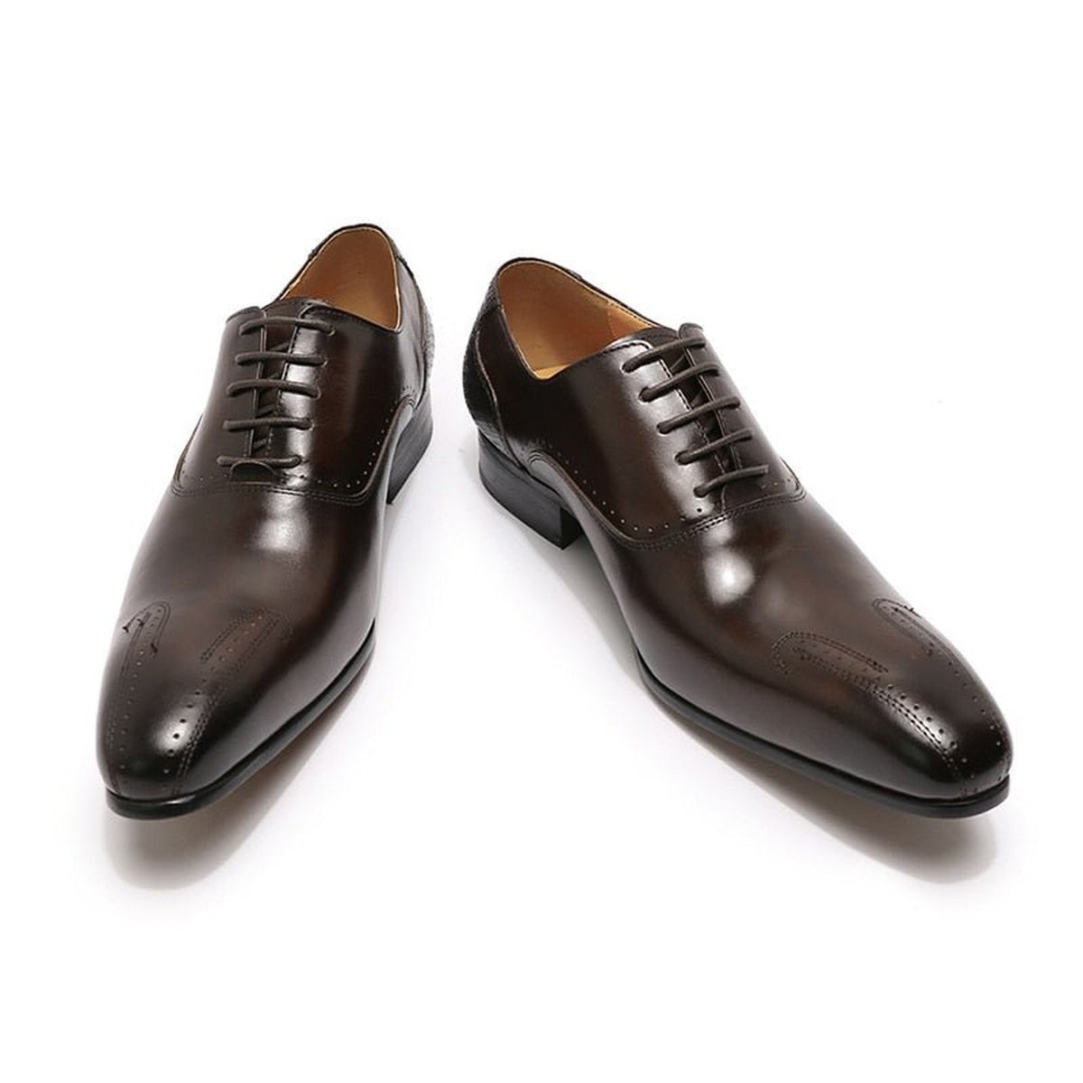 Men's Luxury Genuine Leather Shoes Lace Up Pointed Toe