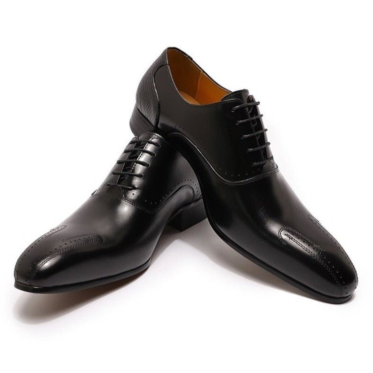 Men's Luxury Genuine Leather Shoes Lace Up Pointed Toe