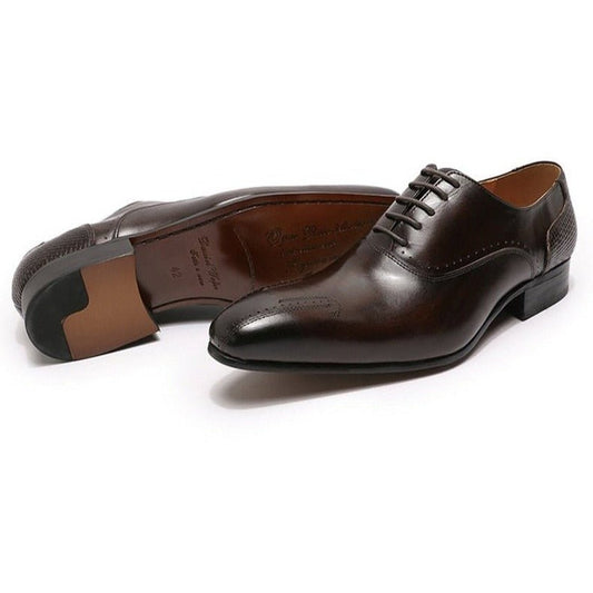 Men's Luxury Genuine Leather Shoes Lace Up Pointed Toe